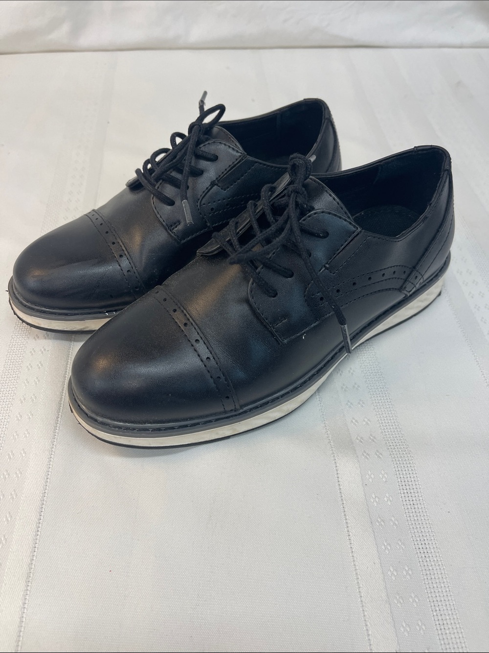 Boys Stafford Black Lace-Up Casual Dress Shoes sz 2M